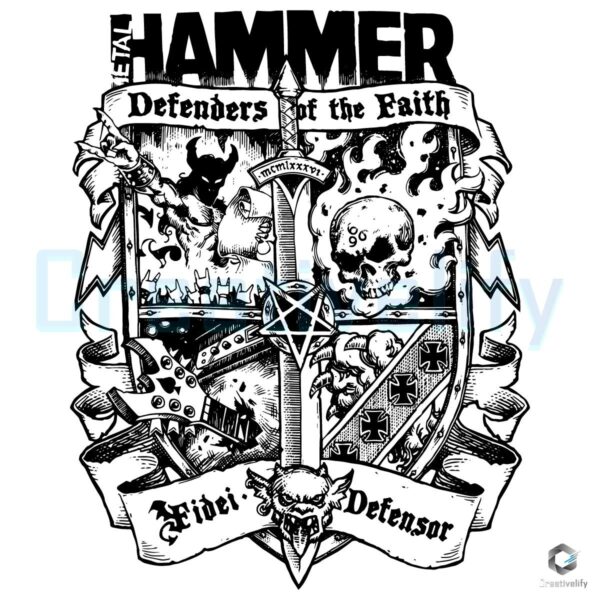 Judas Priest Defenders Of The Faith Skull Sword Crest SVG