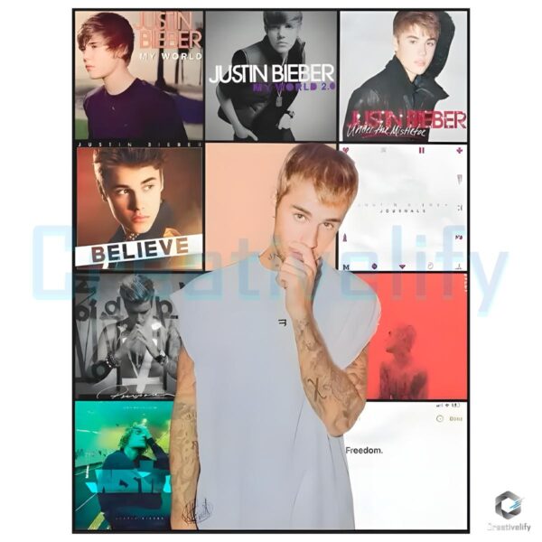 Justin Bieber Album Cover Collage Vintage PNG