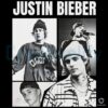 Justin Bieber Black White Vintage Collage Style Graphic PNG