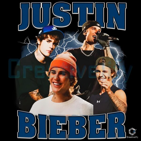 Justin Bieber Lightning Collage Vintage Throwback PNG