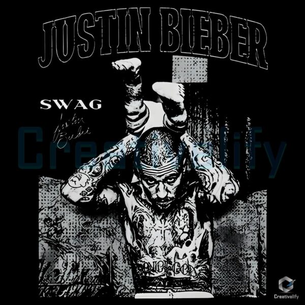 Justin Bieber Swag Tattoo Style Grunge Vintage Rap Aesthetic PNG