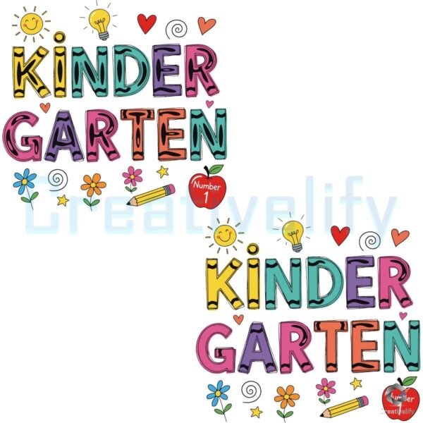 Kindergarten Number One Retro Colorful Back To School PNG