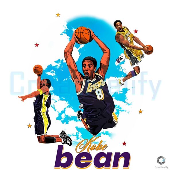 Kobe Bryant Bean Lakers Dunk Sky Vintage Graphic PNG