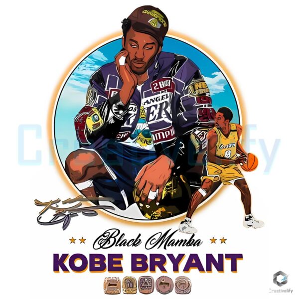 Kobe Bryant Black Mamba Champion Rings Lakers Tribute PNG