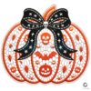 Lace Skull Bow Pumpkin Retro Halloween PNG