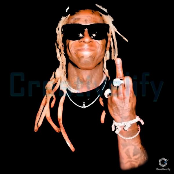 Lil Wayne Middle Finger Pose Rapper Streetwear Black PNG