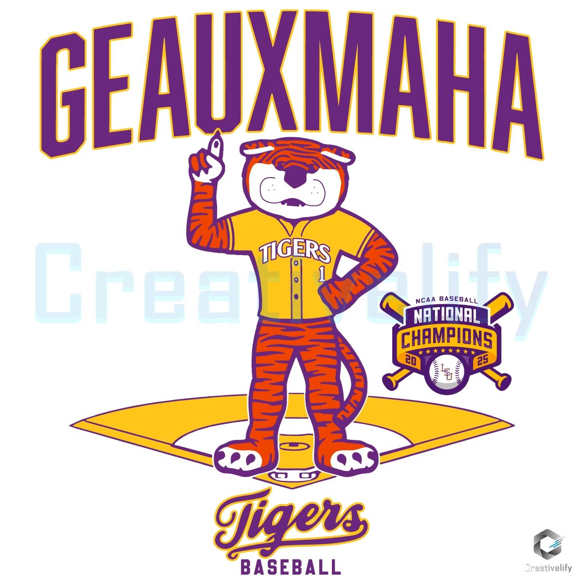 Lsu Tigers Geauxmaha 2025 National Champions Baseball Mascot SVG Lsu Tigers Geauxmaha 2025 National Champions Baseball Mascot SVG