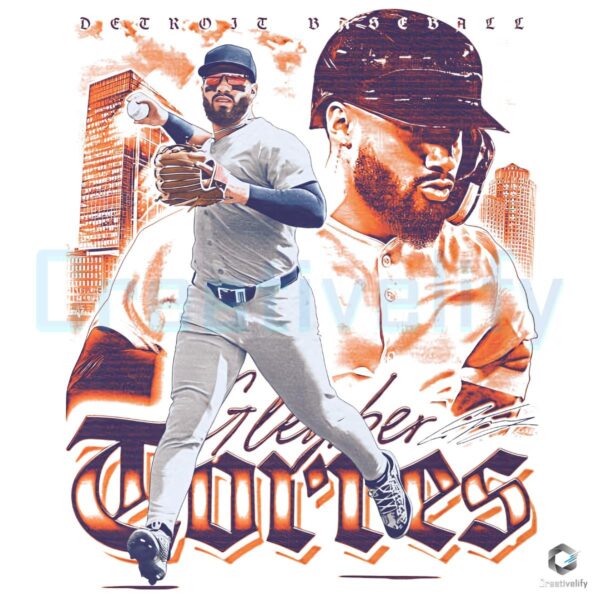 Gleyber Torres Detroit Baseball Vintage Style Graphic PNG