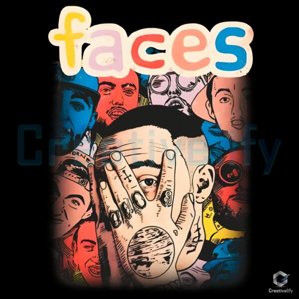 Mac Miller Faces Album Art Psychedelic Vintage Aesthetic PNG