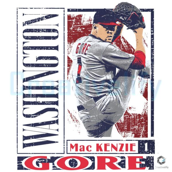 Mackenzie Gore Washington Baseball Card Style PNG