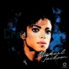 Michael Jackson Portrait Blue Brushstroke Signature PNG