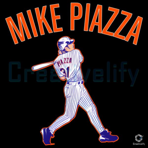 Mike Piazza Swing Baseball Jersey New York Slugger Hit Pose PNG