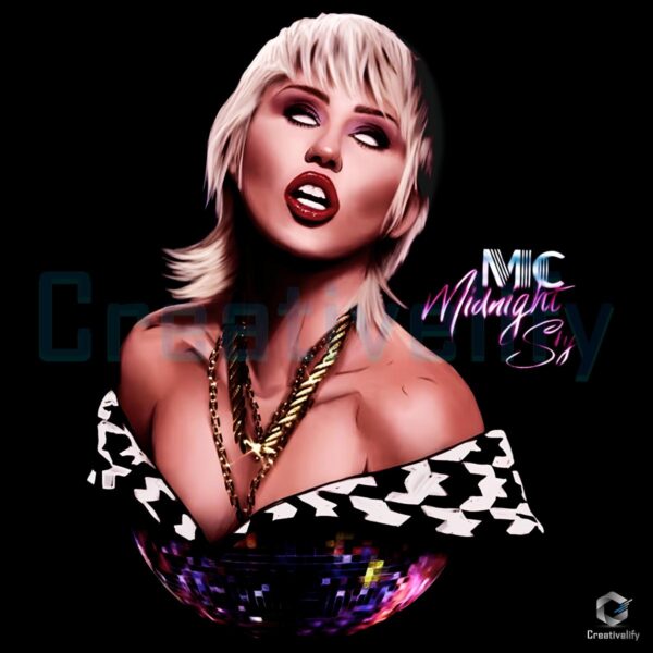 Miley Cyrus Midnight Sky Disco Glam Pop Art PNG