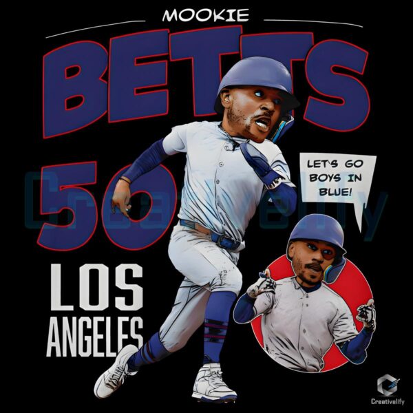 Mookie Betts Los Angeles Baseball Player Comic Style PNG