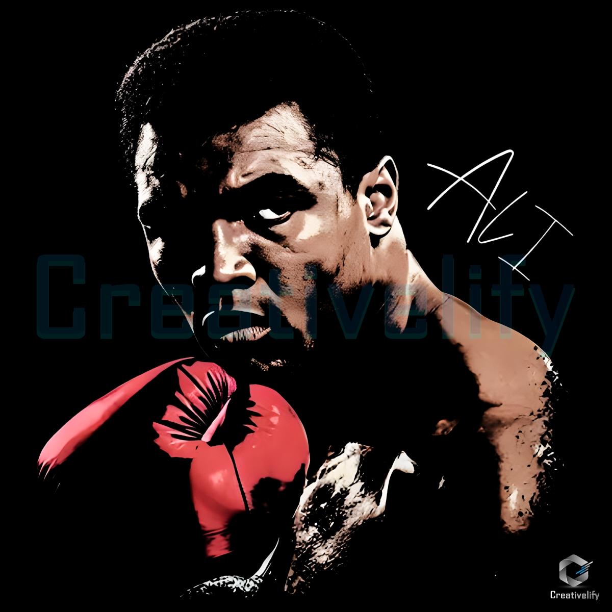 Muhammad Ali Boxing Portrait Red Glove Signature Style PNG Muhammad Ali Boxing Portrait Red Glove Signature Style PNG