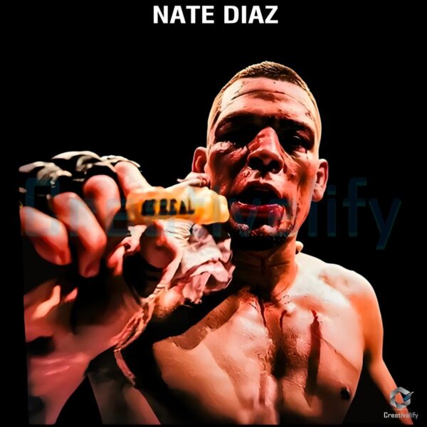 Nate Diaz Ufc Fighter Mouthguard Close Up Victory Pose PNG