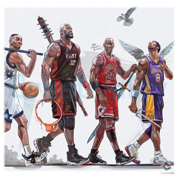 Nba Legends Warrior Style Jordan Kobe Shaq Penny PNG