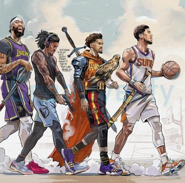 Nba Superstars Warrior Style Devin Booker Ja Morant Anthony Davis Trae Young PNG