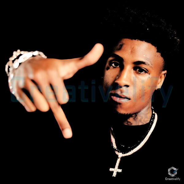 Nba Youngboy Cross Necklace Black Portrait Rap PNG