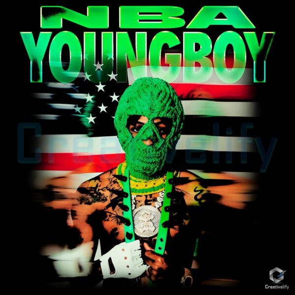 Nba Youngboy Green Mask American Flag Rap Album 2025 PNG