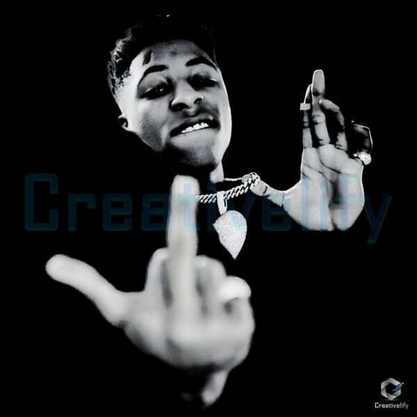 Nba Youngboy Middle Finger Rap Attitude Black And White Portrait PNG