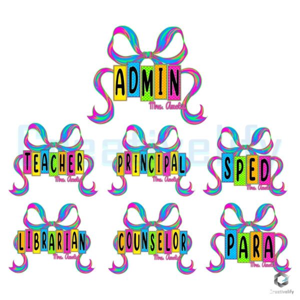 Neon Back To School Teacher Sped Counselor PNG Bundle