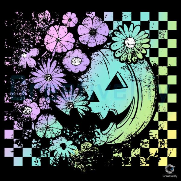 Neon Grunge Floral Pumpkin Halloween Pastel Fall PNG