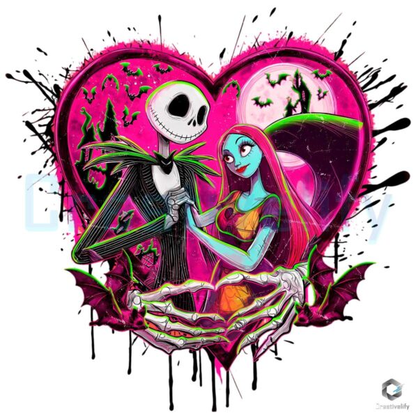 Neon Nightmare Couple Horror Love Halloween PNG