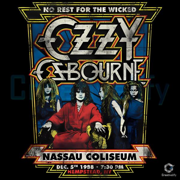 No Rest For The Wicked Ozzy Retro Concert Poster Style PNG