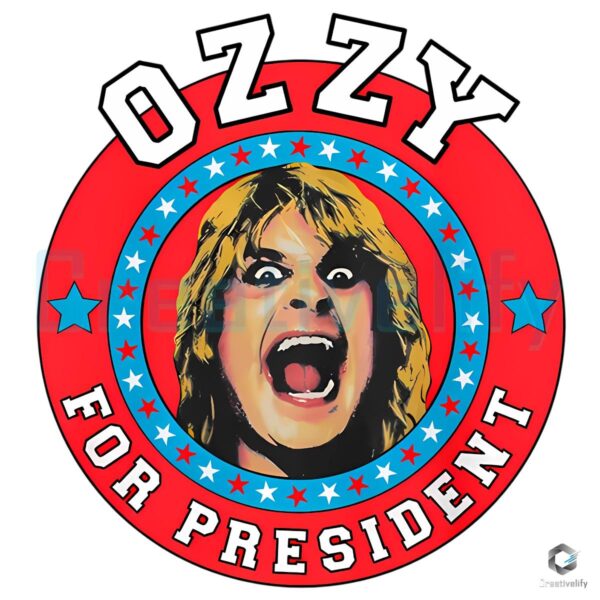 Ozzy For President Red Blue Star Badge PNG
