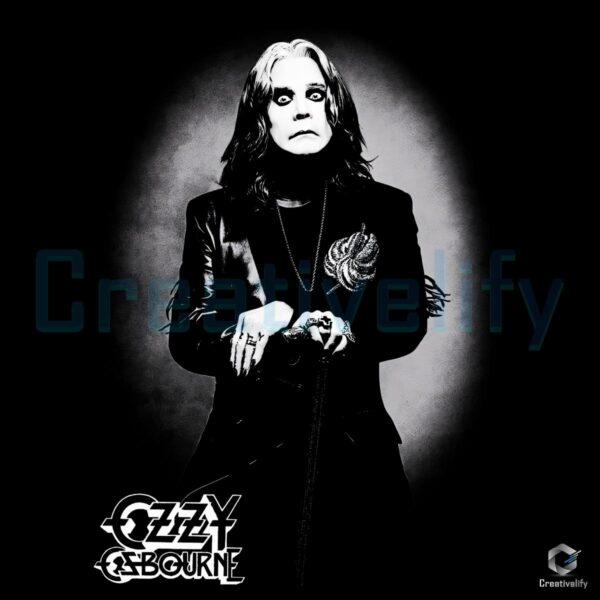 Ozzy Osbourne Gothic Black Outfit Spotlight Portrait PNG
