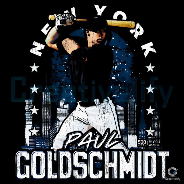 Paul Goldschmidt New York Baseball Night Skyline Gritty Style PNG