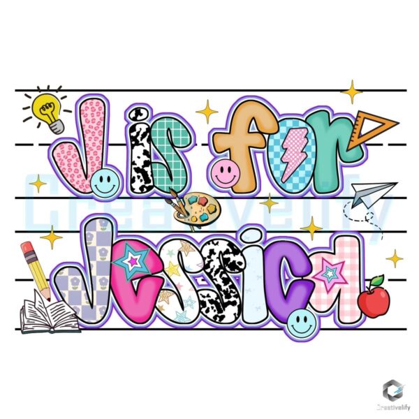 Personalized Name Is For Jessica Cute Back To School PNG