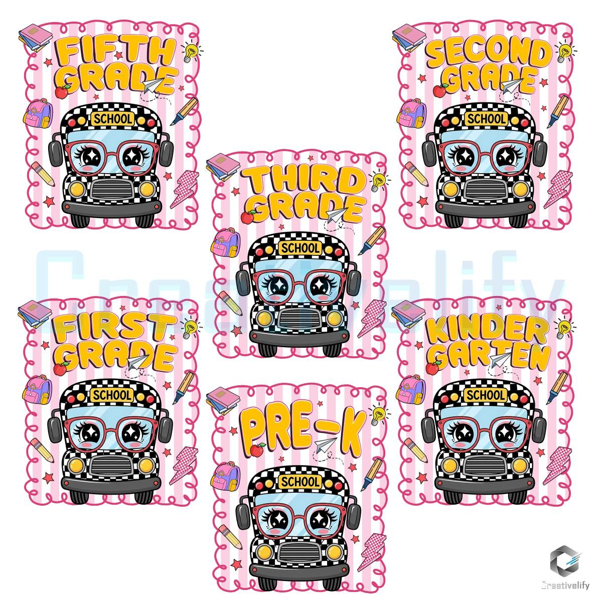 Preppy Back To School Cute Bus Girl Teacher Grade Level PNG Bundle Preppy Back To School Cute Bus Girl Teacher Grade Level PNG Bundle