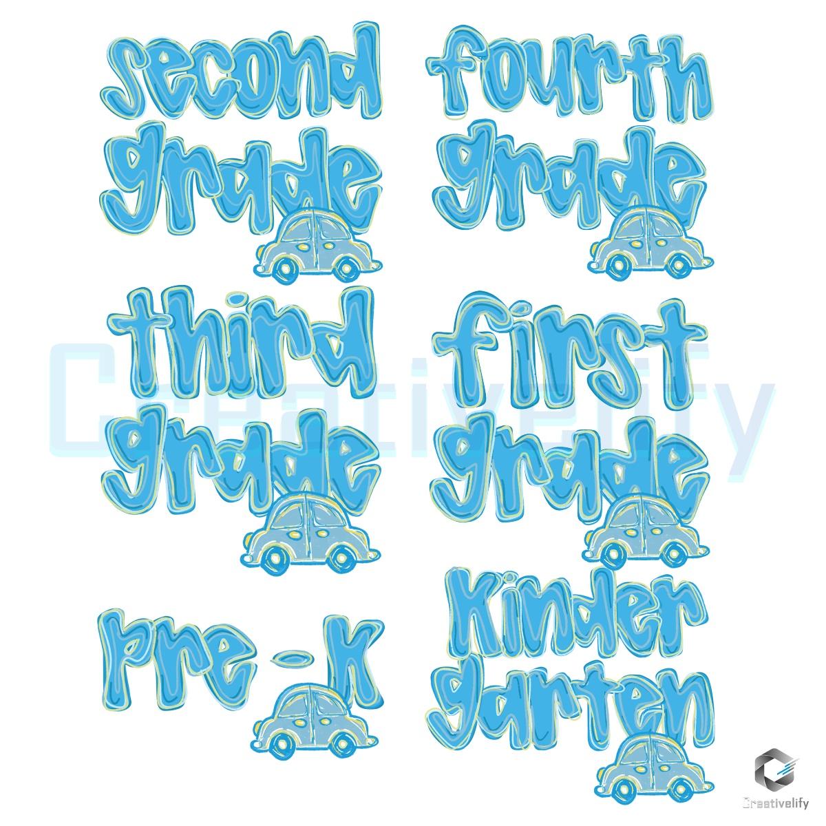 Preppy Grade Level Blue Car Back To School PNG Bundle Sublimation Preppy Grade Level Blue Car Back To School PNG Bundle Sublimation