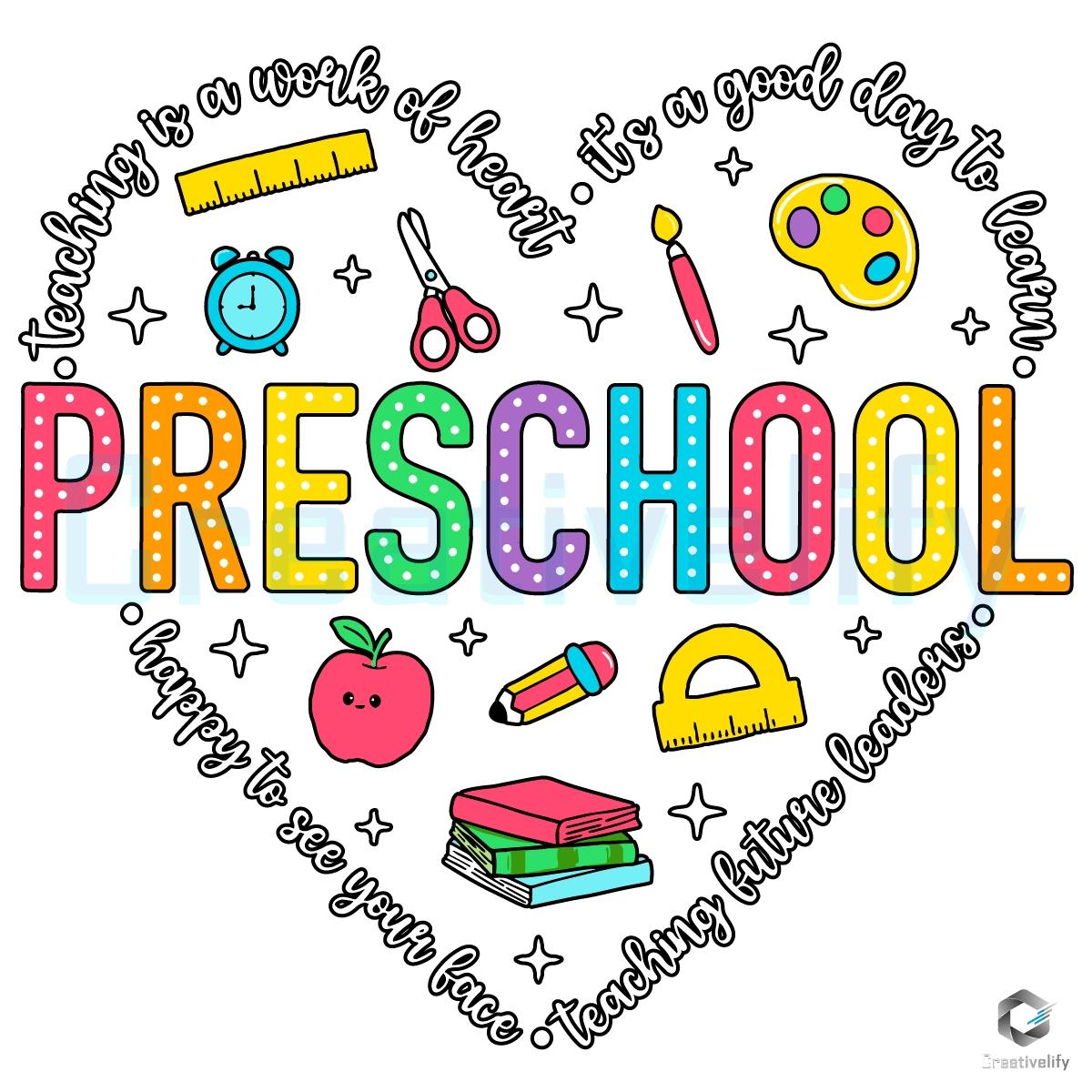 Preschool Teacher Back To School Heart SVG Sublimation Preschool Teacher Back To School Heart SVG Sublimation