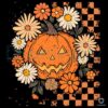 Retro Grunge Pumpkin Floral Checkered Fall Halloween PNG