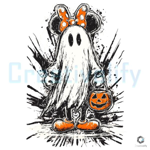 Retro Halloween Ghost Mouse Couple Spooky Matching PNG