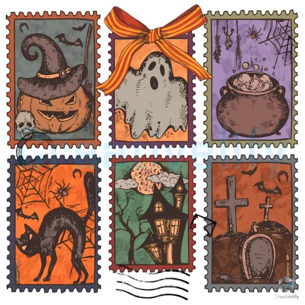 Retro Spooky Halloween Stamp PNG