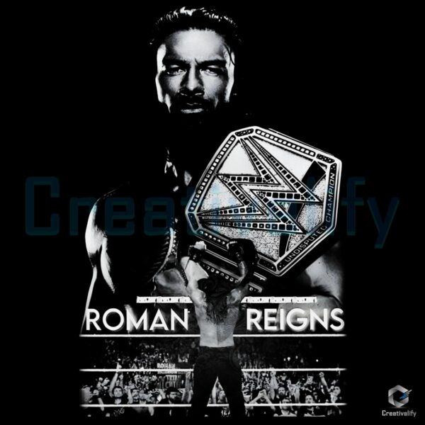 Roman Reigns Wwe Champion Black And White Arena Poster PNG