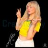 Sabrina Carpenter Peace Sign Yellow Crop Shirt Aesthetic PNG