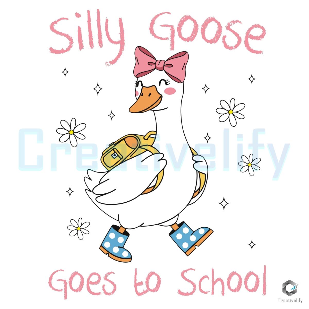 Silly Goose First Day Of School Coquette Girl Walking SVG Silly Goose First Day Of School Coquette Girl Walking SVG