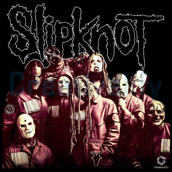 Slipknot Full Band Masked Members Logo Vintage Rock PNG