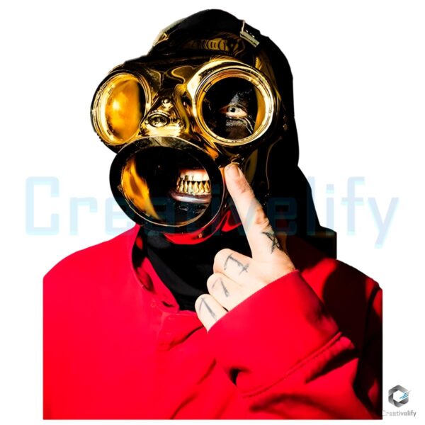 Slipknot Gas Mask Gold Lens Red Hoodie Metal PNG