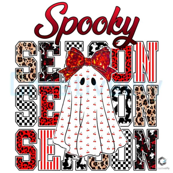 Spooky Season Cherry Leopard Checkered Halloween PNG