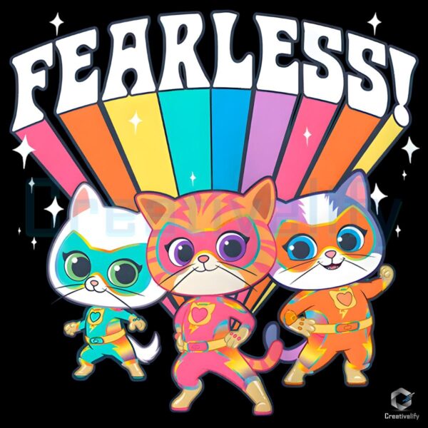 Superkitties Fearless Cute Rainbow Hero Cats Cartoon PNG
