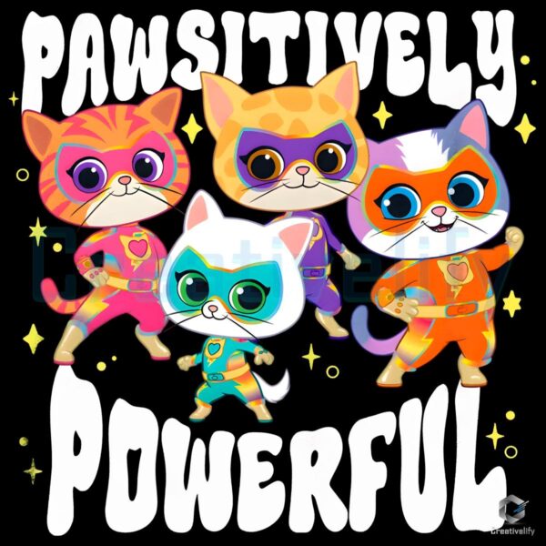 Superkitties Pawsitively Powerful Cute Cat Hero Team Cartoon PNG
