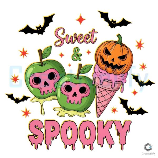 Sweet And Spooky Halloween Pumpkin Ice Cream And Candy Apple PNG