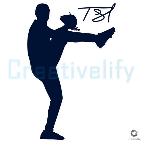 Tarik Skubal Baseball Pitcher Silhouette Pose Throwing SVG