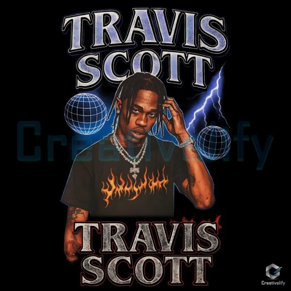 Travis Scott Vintage Lightning Graphic Flame PNG